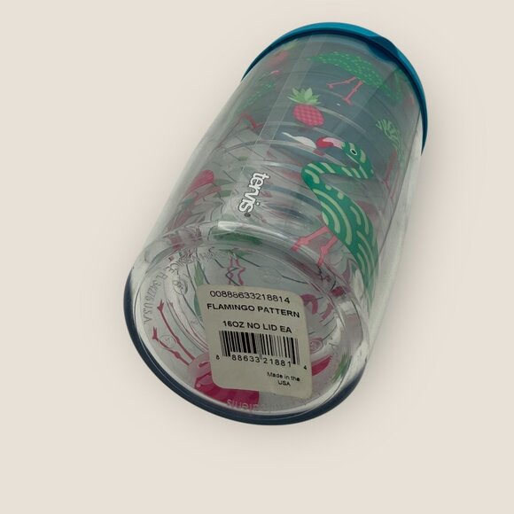 Tervis 16oz Flamingo Pattern Insulated Tumbler With Blue Lid New - Picture 6 of 6